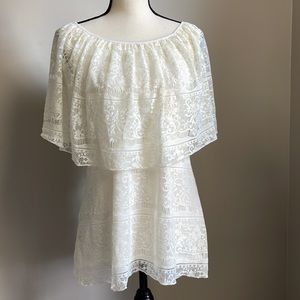 Style & Co Lacy Romantic  Layered Off Shoulder Blouse with Lining  Size Large